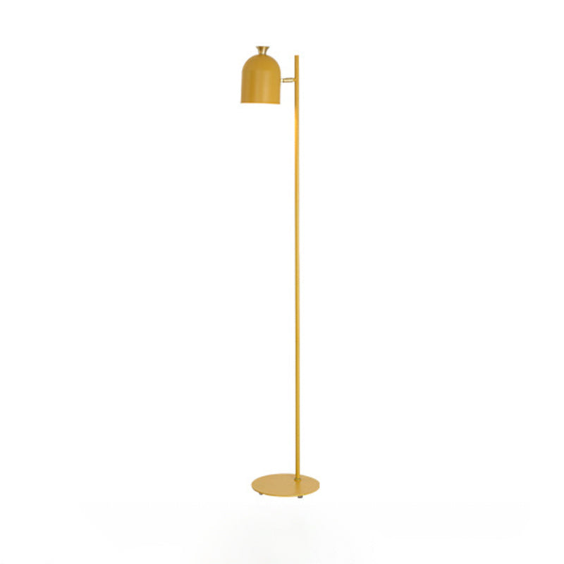 Metal Cloche Shaped Floor Lamp Macaron 1 Bulb Adjustable Standing Light for Living Room Yellow Clearhalo 'Floor Lamps' 'Lamps' Lighting' 2478670