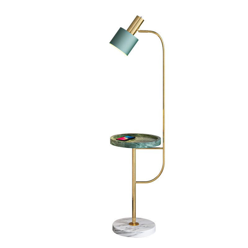 Grenade Swivelable Floor Light Postmodern Metal 1-Light Stand Up Lamp with Marble Tray and Base Green Clearhalo 'Floor Lamps' 'Lamps' Lighting' 2478678