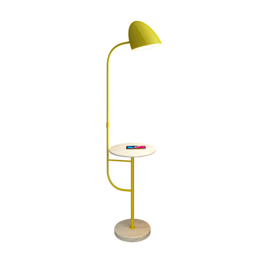 Swivel Shade Metal Floor Standing Lamp Macaron 1 Head Rotatable Floor Light with Marble Table Clearhalo 'Floor Lamps' 'Lamps' Lighting' 2478684