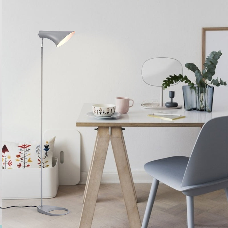 Nordic Flared Reading Floor Lamp Single Metal Floor Light with Pivot Joint for Living Room Grey Clearhalo 'Floor Lamps' 'Lamps' Lighting' 2478703