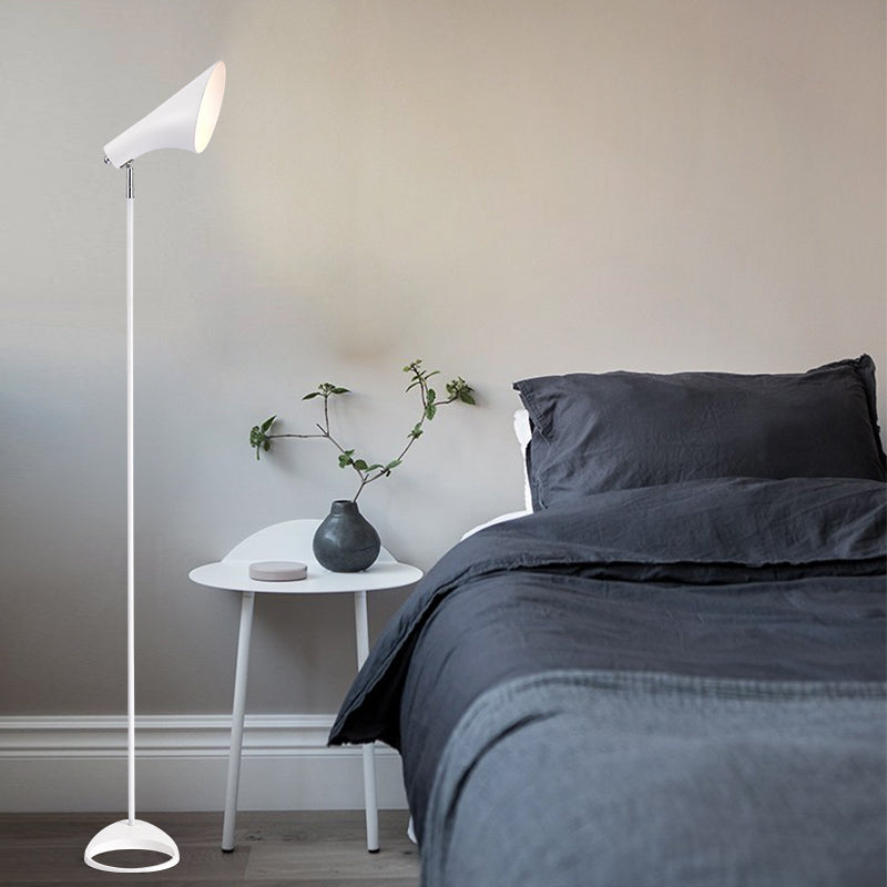 Nordic Flared Reading Floor Lamp Single Metal Floor Light with Pivot Joint for Living Room White Clearhalo 'Floor Lamps' 'Lamps' Lighting' 2478705