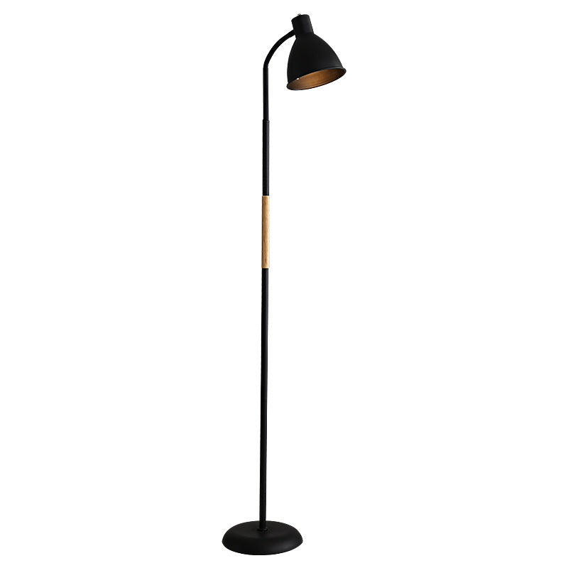 1-Light Metal Floor Reading Light Minimalist Bell Shaped Living Room Floor Lamp with Rolled Edge Clearhalo 'Floor Lamps' 'Lamps' Lighting' 2478736