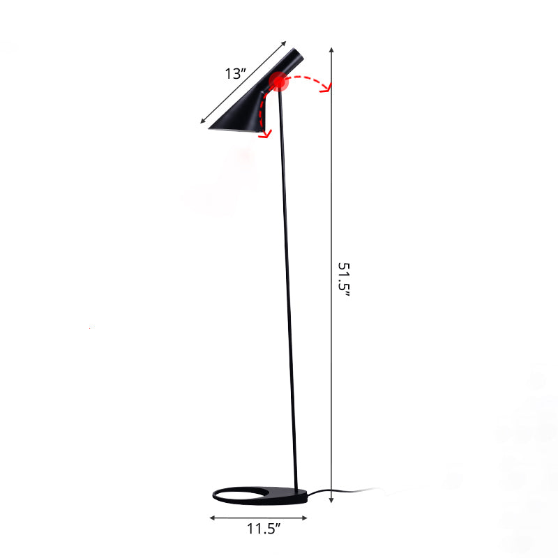 Nordic Funnel Shaped Floor Lamp 1-Bulb Metal Swivelable Standing Light for Living Room Clearhalo 'Floor Lamps' 'Lamps' Lighting' 2478744