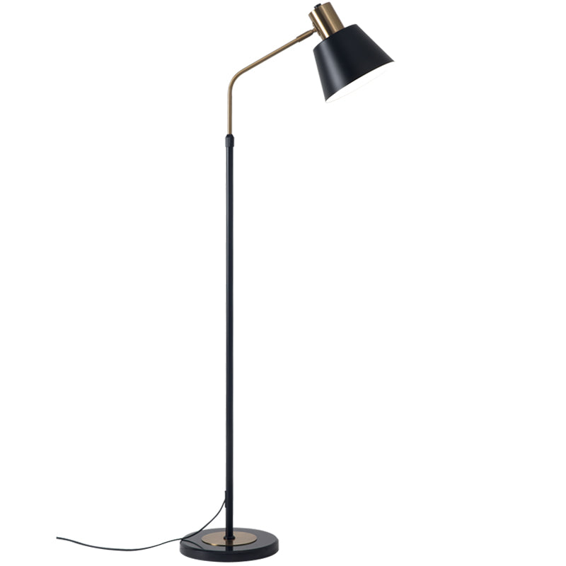 Adjustable Black Tapered Floor Lamp Industrial Metal Single Living Room Reading Light with Foot Switch Black Clearhalo 'Floor Lamps' 'Lamps' Lighting' 2478749