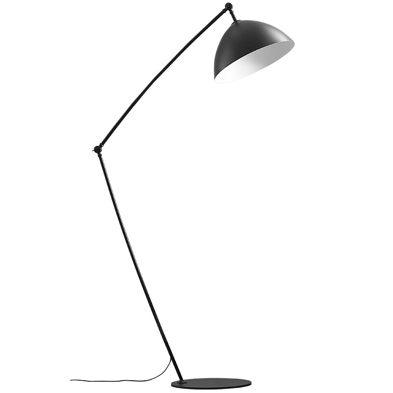 1 Head Bowl Floor Standing Light Industrial Black Metal Floor Lamp with 2-Joint Swing Arm Black Clearhalo 'Floor Lamps' 'Lamps' Lighting' 2478754
