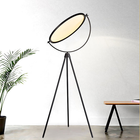 Acrylic Disc Standing Floor Light Simplicity Living Room LED Floor Lamp with Tripod in Black Clearhalo 'Floor Lamps' 'Lamps' Lighting' 2478784