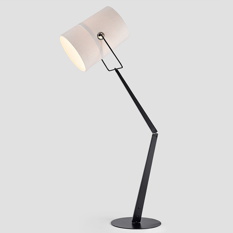 White Barrel Floor Lamp Creative Industrial Fabric Single Bedroom Adjustable Standing Light Clearhalo 'Floor Lamps' 'Lamps' Lighting' 2478801