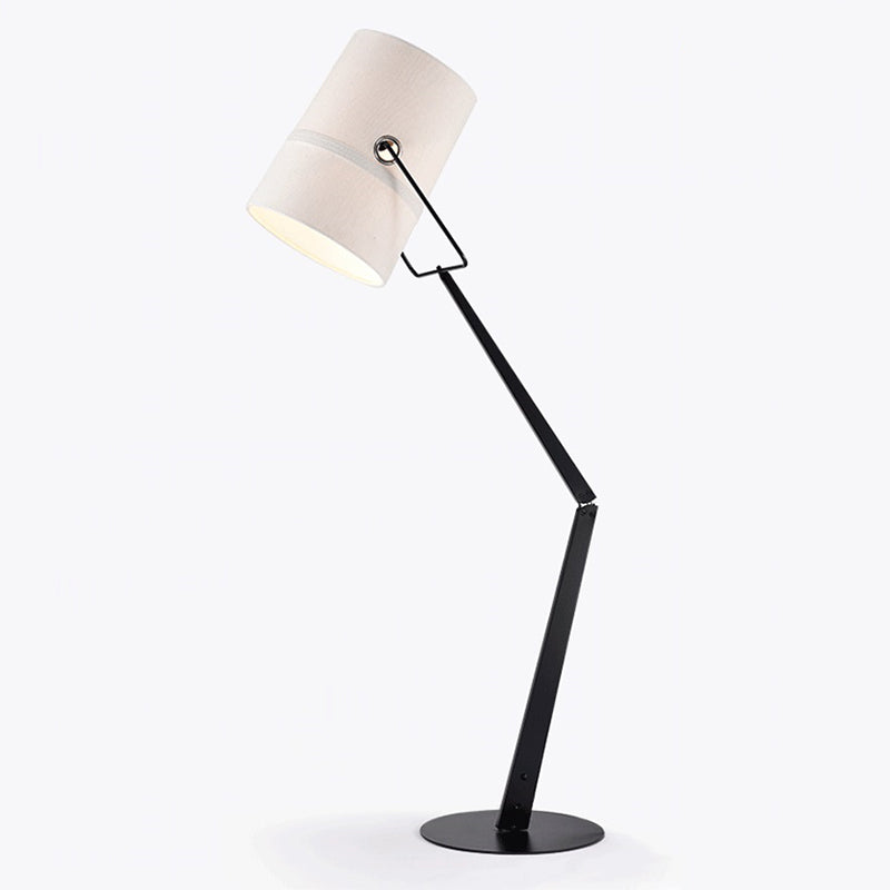 White Barrel Floor Lamp Creative Industrial Fabric Single Bedroom Adjustable Standing Light Clearhalo 'Floor Lamps' 'Lamps' Lighting' 2478802