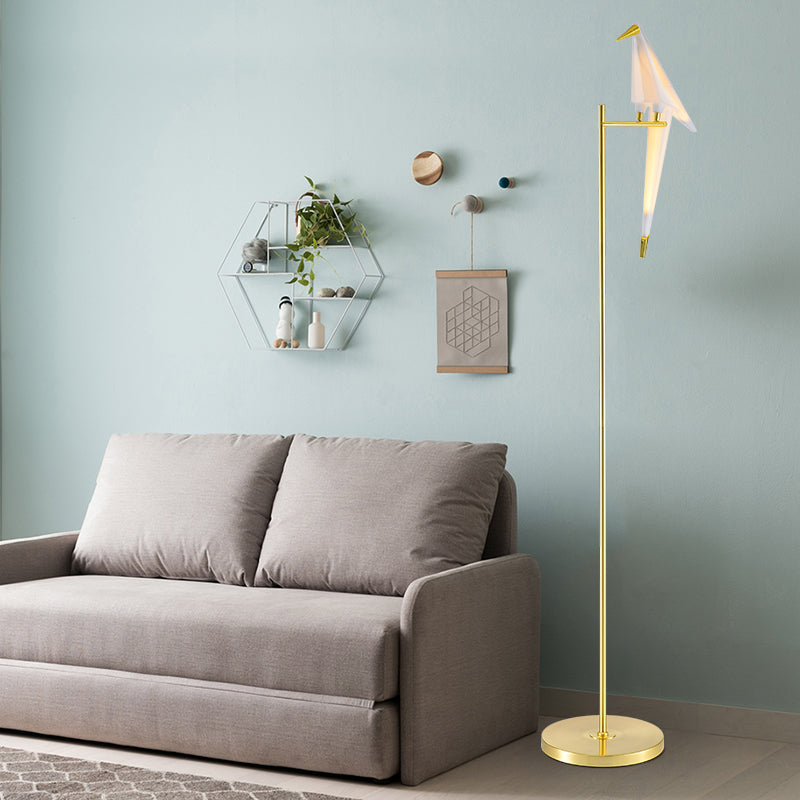 Decorative Origami Bird Floor Standing Lamp Acrylic Living Room Floor Light in Gold Clearhalo 'Floor Lamps' 'Lamps' Lighting' 2478805