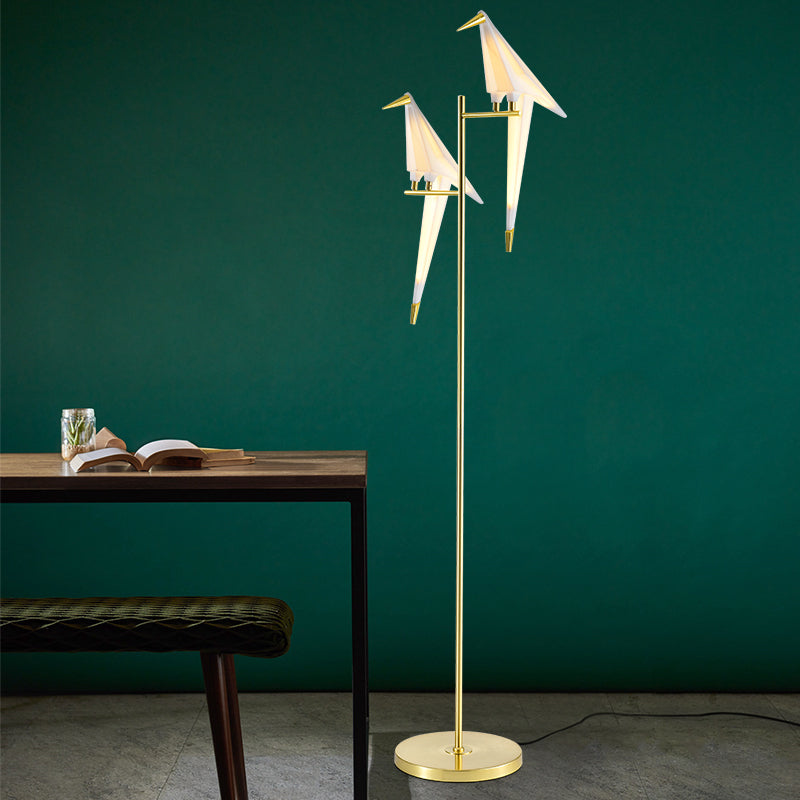 Decorative Origami Bird Floor Standing Lamp Acrylic Living Room Floor Light in Gold Clearhalo 'Floor Lamps' 'Lamps' Lighting' 2478808