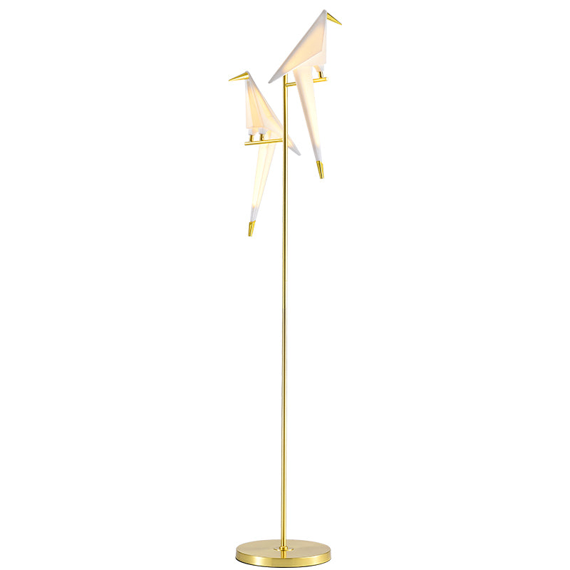 Decorative Origami Bird Floor Standing Lamp Acrylic Living Room Floor Light in Gold Clearhalo 'Floor Lamps' 'Lamps' Lighting' 2478809