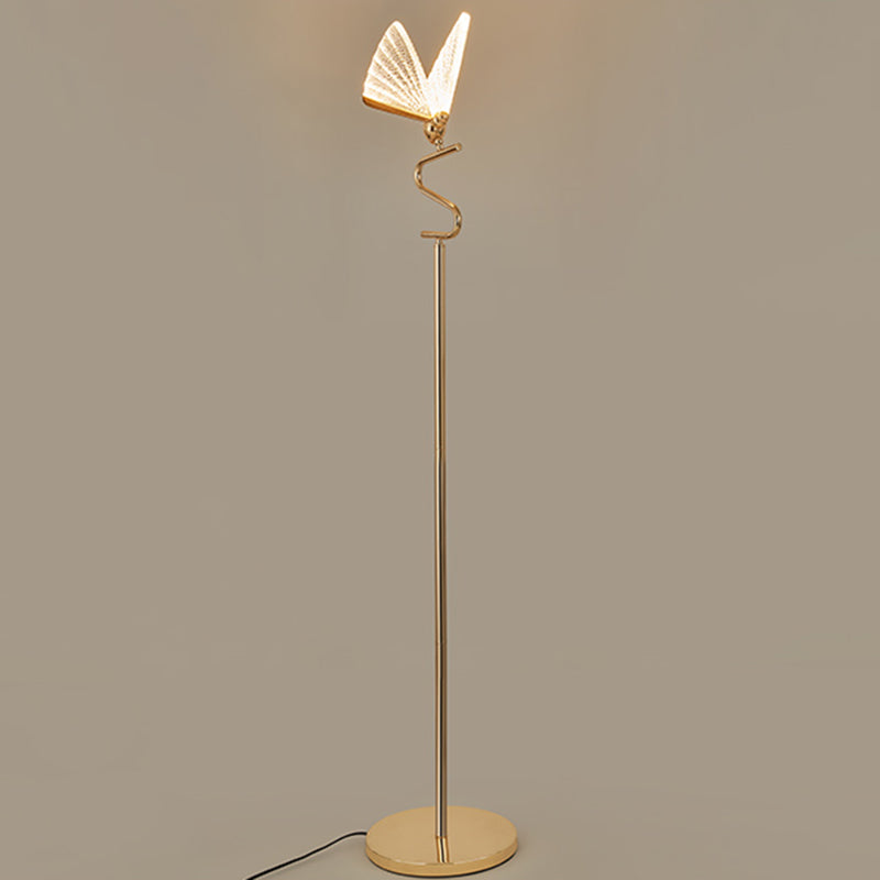 Gold Finish Shaded Floor Lighting Art Deco Acrylic LED Standing Light for Living Room Gold Butterfly Clearhalo 'Floor Lamps' 'Lamps' Lighting' 2478814