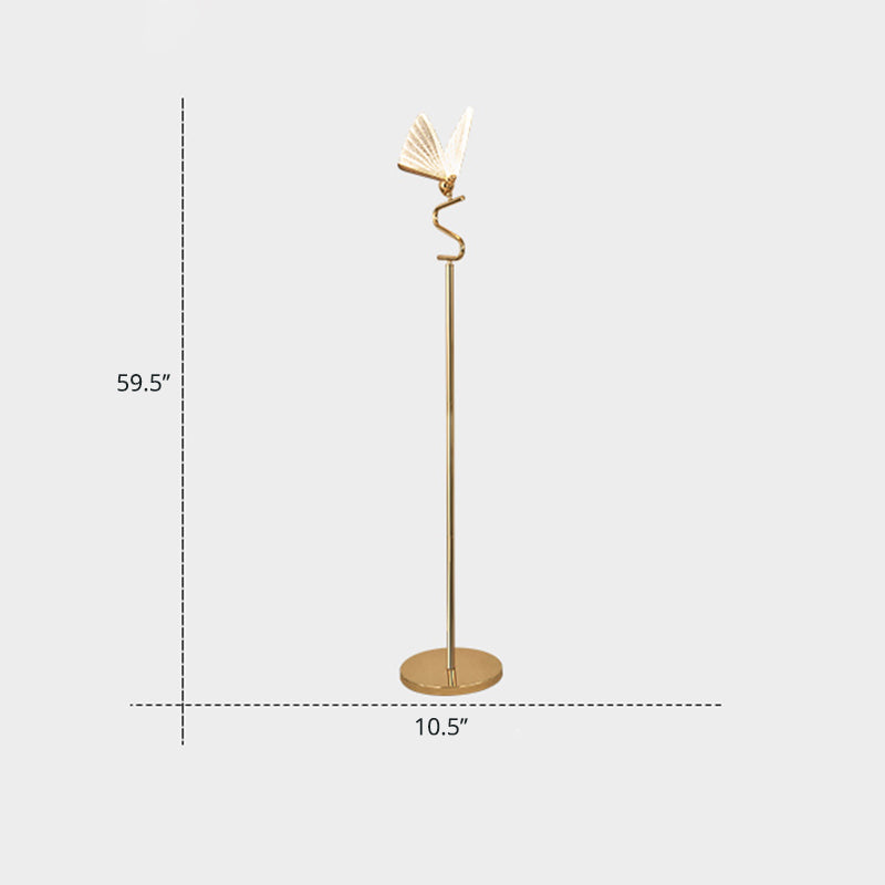 Gold Finish Shaded Floor Lighting Art Deco Acrylic LED Standing Light for Living Room Clearhalo 'Floor Lamps' 'Lamps' Lighting' 2478816