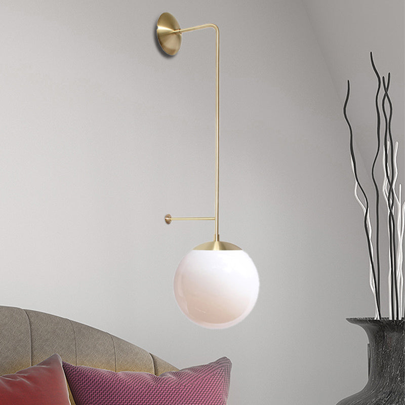 Retro Globe Wall Lamp 1-Light Clear/White Glass Shade Wall Sconce Light in Brass/Black for Living Room Clearhalo 'Wall Lamps & Sconces' 'Wall Lights' Lighting' 247885