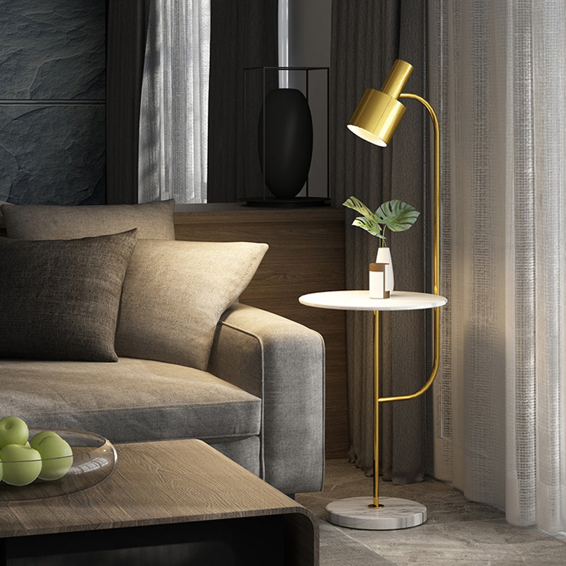 Grenade Metal Spotlight Floor Light Postmodern 1-Light Stand Up Lamp with Tray for Living Room White-Gold Clearhalo 'Floor Lamps' 'Lamps' Lighting' 2478866