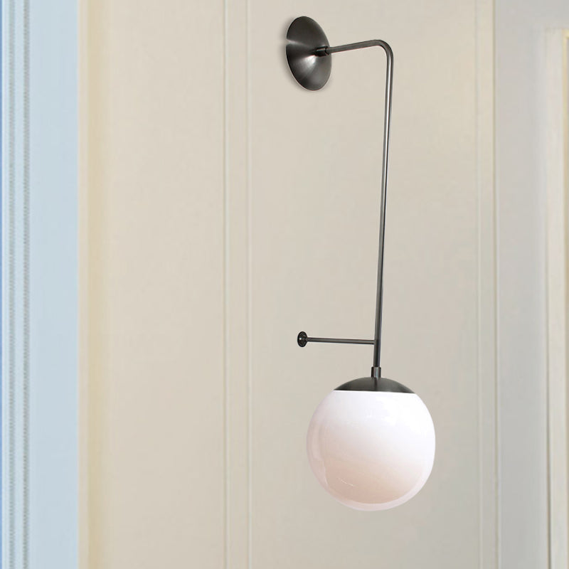 Retro Globe Wall Lamp 1-Light Clear/White Glass Shade Wall Sconce Light in Brass/Black for Living Room Clearhalo 'Wall Lamps & Sconces' 'Wall Lights' Lighting' 247887