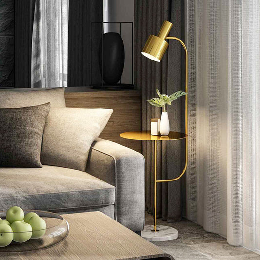 Grenade Metal Spotlight Floor Light Postmodern 1-Light Stand Up Lamp with Tray for Living Room Gold Clearhalo 'Floor Lamps' 'Lamps' Lighting' 2478870