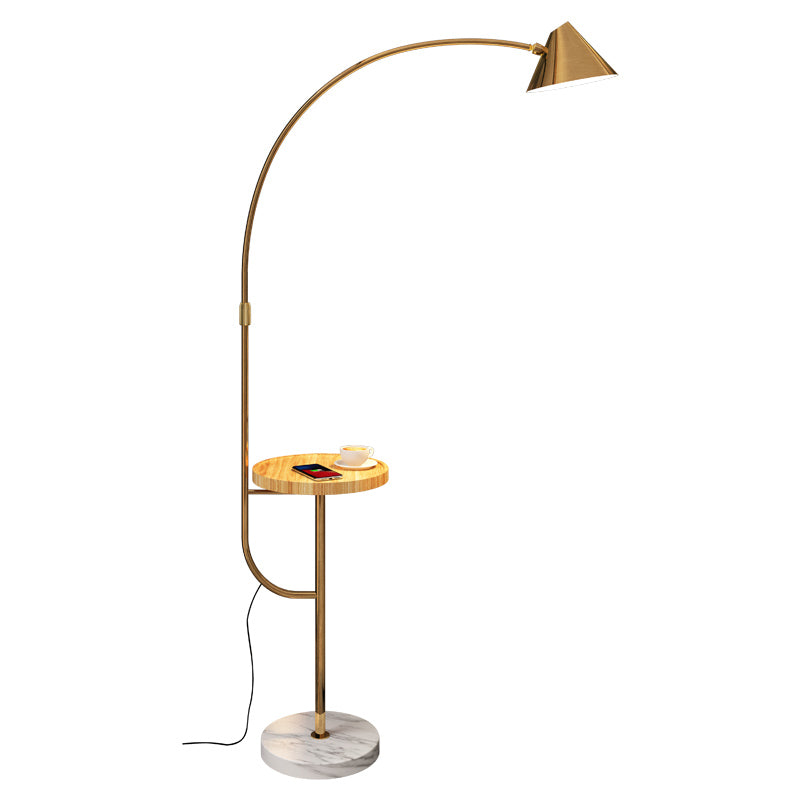 1-Bulb Living Room Tray Floor Light Minimalist Adjustable Standing Lamp with Cone Metal Shade Clearhalo 'Floor Lamps' 'Lamps' Lighting' 2478875