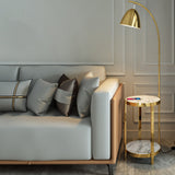 Bell Living Room Floor Lamp Metal 1 Head Postmodern Reading Floor Light with 2-Tiered Tray Gold Clearhalo 'Floor Lamps' 'Lamps' Lighting' 2478877