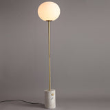 Cream Glass Ovoid Floor Light Minimalistic Single-Bulb Stand Up Lamp with Cylindrical Marble Base Brass Clearhalo 'Floor Lamps' 'Lamps' Lighting' 2478946