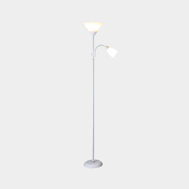 Acrylic Torchiere Floor Lamp Country Living Room Standing Light with Flexible Arm 2.0 White Clearhalo 'Floor Lamps' 'Lamps' Lighting' 2478988