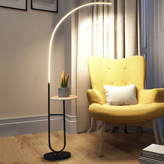 Modern Style Curve Standing Lamp Metal 1 Head Living Room LED Tray Floor Lighting White Clearhalo 'Floor Lamps' 'Lamps' Lighting' 2479005