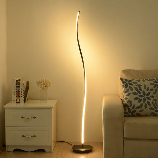 Twist Aluminum Stand Up Lamp Simple Style LED Standing Floor Light for Living Room Black Clearhalo 'Floor Lamps' 'Lamps' Lighting' 2479017
