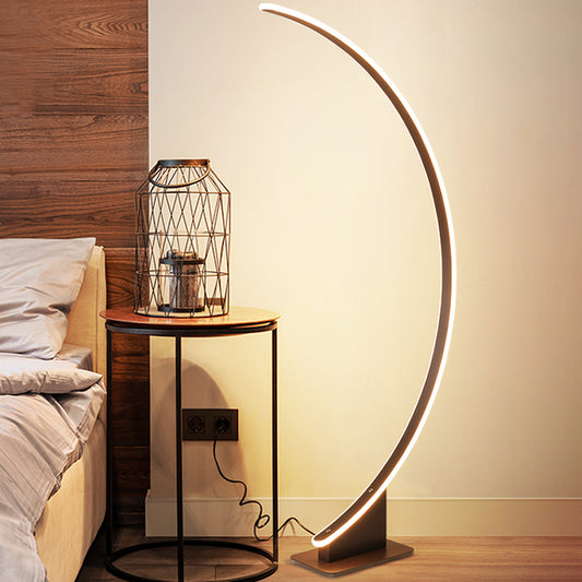 Arched Bedside LED Floor Lamp Metal Minimalist Standing Light with Acrylic Diffuser Clearhalo 'Floor Lamps' 'Lamps' Lighting' 2479019