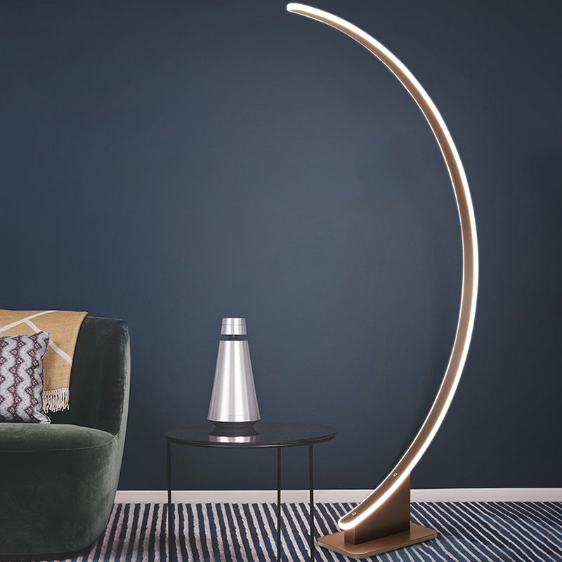 Arched Bedside LED Floor Lamp Metal Minimalist Standing Light with Acrylic Diffuser Coffee Clearhalo 'Floor Lamps' 'Lamps' Lighting' 2479020