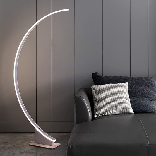 Arched Bedside LED Floor Lamp Metal Minimalist Standing Light with Acrylic Diffuser White Clearhalo 'Floor Lamps' 'Lamps' Lighting' 2479021