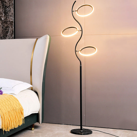 Rotatable Ring Shaped Floor Light Artistic Metal 3-Head Bedroom LED Standing Lamp Clearhalo 'Floor Lamps' 'Lamps' Lighting' 2479024