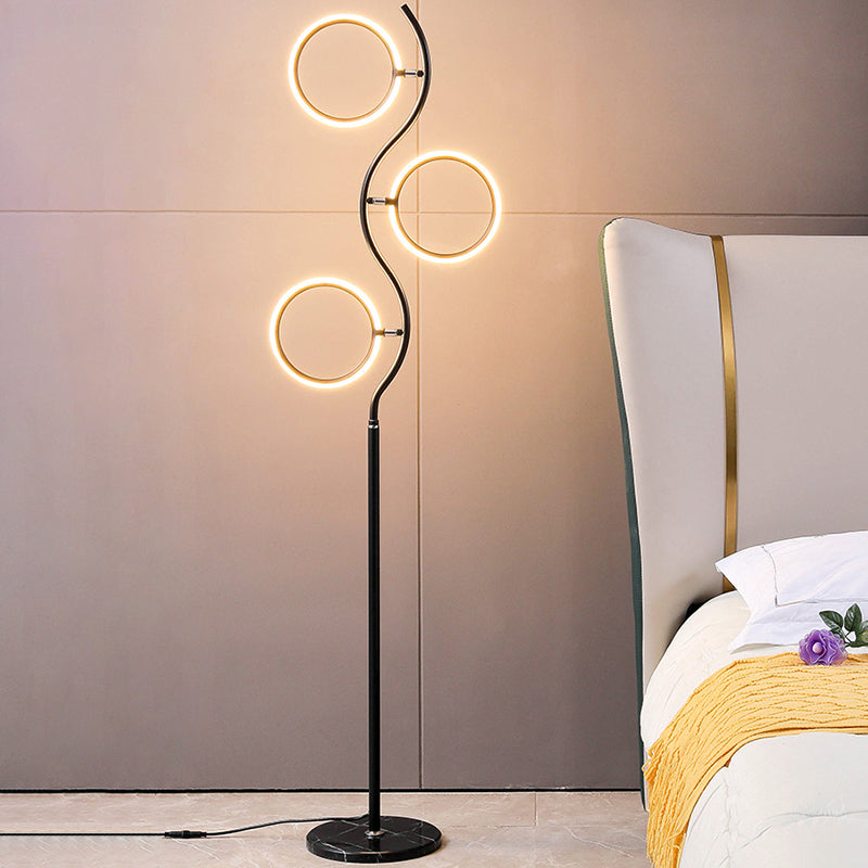 Rotatable Ring Shaped Floor Light Artistic Metal 3-Head Bedroom LED Standing Lamp Clearhalo 'Floor Lamps' 'Lamps' Lighting' 2479027