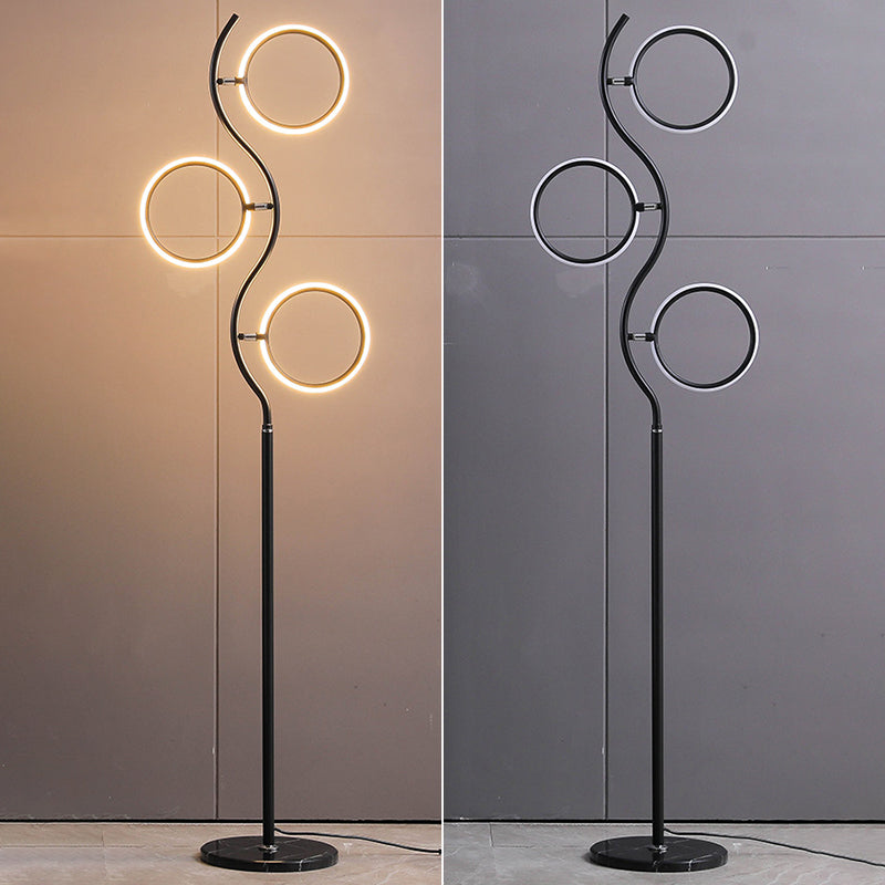 Rotatable Ring Shaped Floor Light Artistic Metal 3-Head Bedroom LED Standing Lamp Clearhalo 'Floor Lamps' 'Lamps' Lighting' 2479028