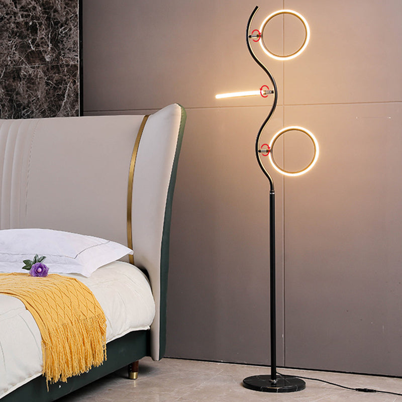 Rotatable Ring Shaped Floor Light Artistic Metal 3-Head Bedroom LED Standing Lamp Clearhalo 'Floor Lamps' 'Lamps' Lighting' 2479029