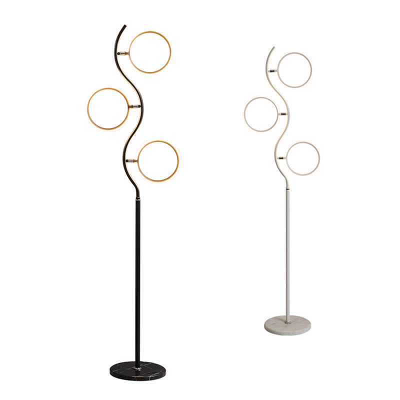 Rotatable Ring Shaped Floor Light Artistic Metal 3-Head Bedroom LED Standing Lamp Clearhalo 'Floor Lamps' 'Lamps' Lighting' 2479030