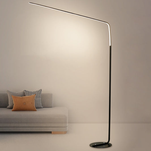 Metal Bend Linear Floor Lighting Minimalistic LED Standing Light with Foot Switch Black Clearhalo 'Floor Lamps' 'Lamps' Lighting' 2479031