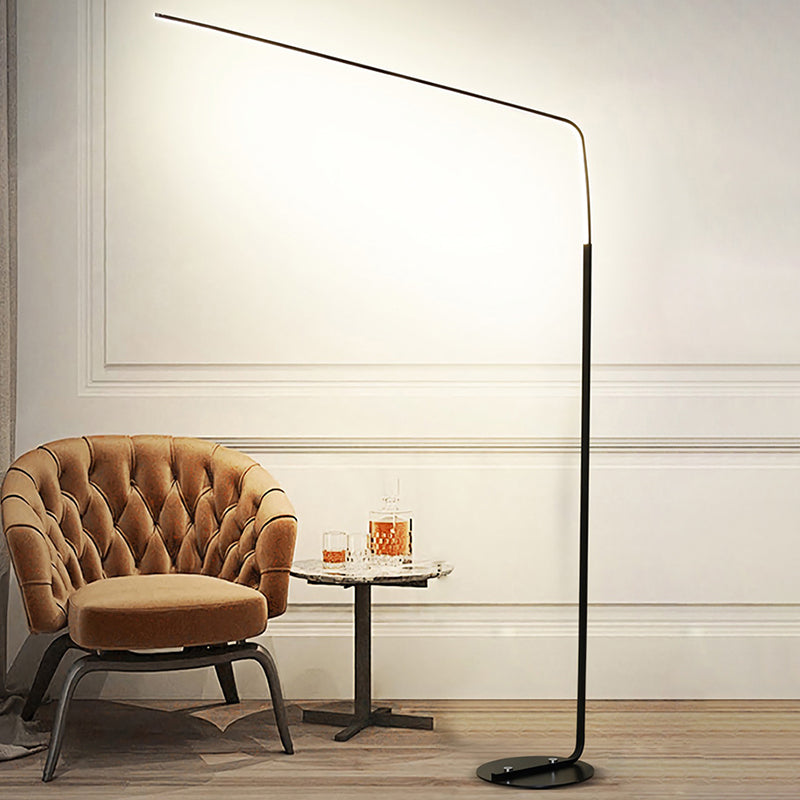 Metal Bend Linear Floor Lighting Minimalistic LED Standing Light with Foot Switch Clearhalo 'Floor Lamps' 'Lamps' Lighting' 2479034