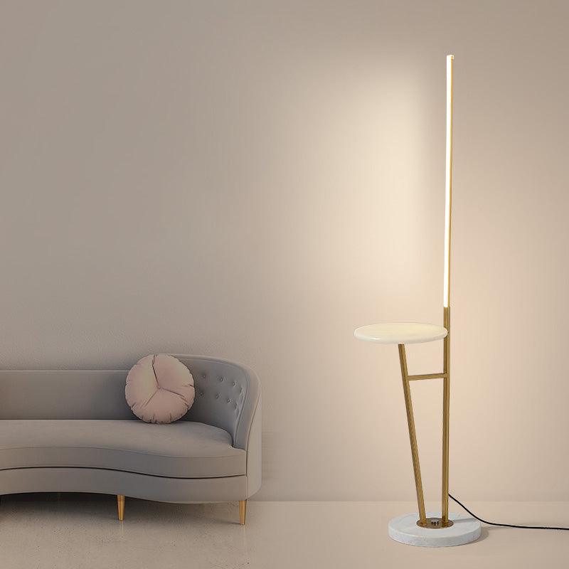 Simple Stick Shaped Floor Light Aluminum Living Room LED Standing Lamp with Tray White Clearhalo 'Floor Lamps' 'Lamps' Lighting' 2479036
