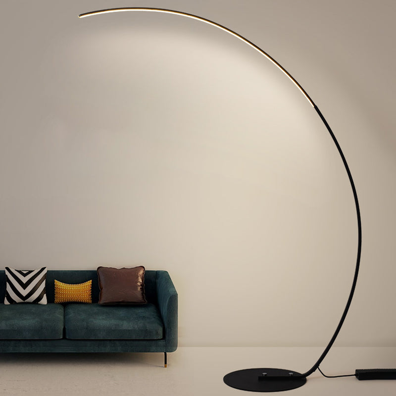 Bow Shaped Living Room Floor Lamp Metallic Simple Style LED Standing Floor Light Clearhalo 'Floor Lamps' 'Lamps' Lighting' 2479041