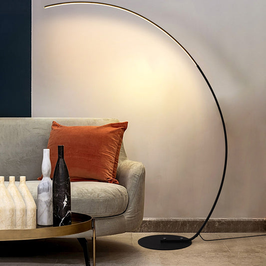 Bow Shaped Living Room Floor Lamp Metallic Simple Style LED Standing Floor Light Clearhalo 'Floor Lamps' 'Lamps' Lighting' 2479042