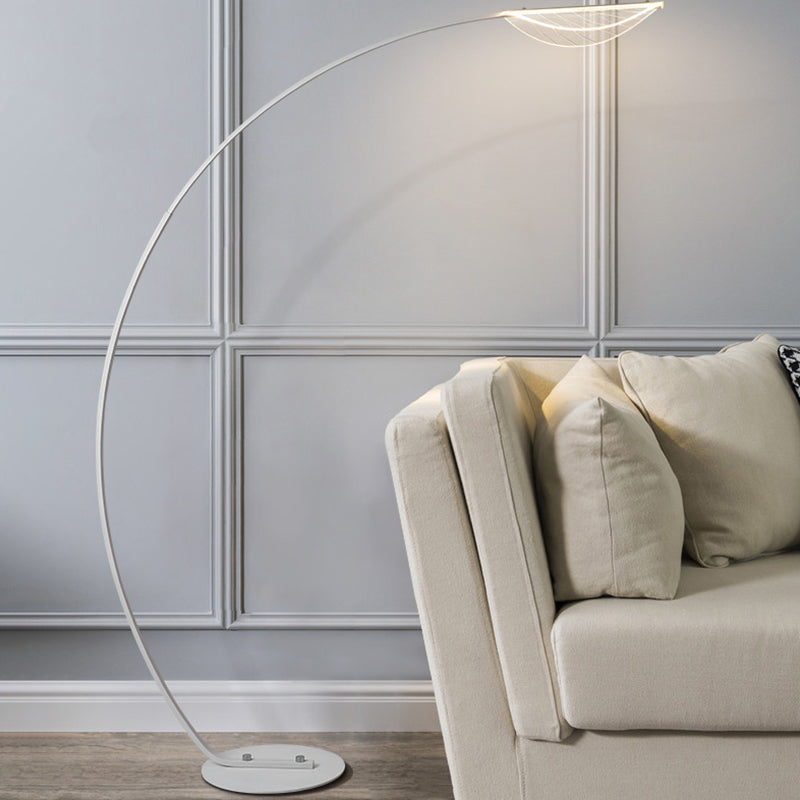 Simplicity Arc Floor Lighting Metal Living Room LED Standing Lamp with Leaf Acrylic Shade White Clearhalo 'Floor Lamps' 'Lamps' Lighting' 2479065