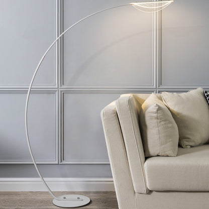 Simplicity Arc Floor Lighting Metal Living Room LED Standing Lamp with Leaf Acrylic Shade White Clearhalo 'Floor Lamps' 'Lamps' Lighting' 2479065