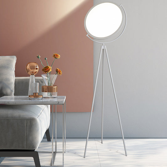 Rotatable Disc Floor Lamp Minimalistic Acrylic LED Tripod Standing Light for Living Room White Clearhalo 'Floor Lamps' 'Lamps' Lighting' 2479072