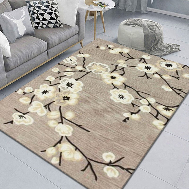Modern Plant Printed Rug Multi Colored Cotton Blend Area Carpet Pet Friendly Easy Care Indoor Rug for Living Room Clearhalo 'Area Rug' 'Modern' 'Rugs' Rug' 2479704