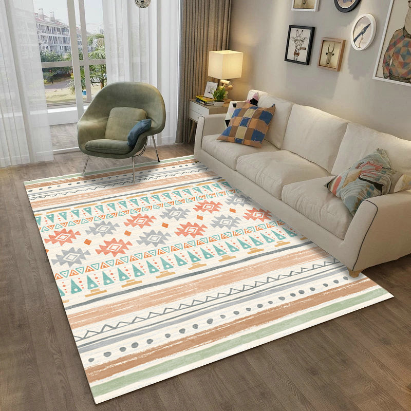 Multi Color Scandinavian Rug Polyster Plant Printed Area Carpet Pet Friendly Easy Care Area Rug for Bedroom Orange Clearhalo 'Area Rug' 'Modern' 'Rugs' Rug' 2479723