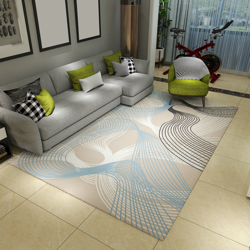 Multi Color Scandinavian Rug Polyster Plant Printed Area Carpet Pet Friendly Easy Care Area Rug for Bedroom Khaki Clearhalo 'Area Rug' 'Modern' 'Rugs' Rug' 2479727