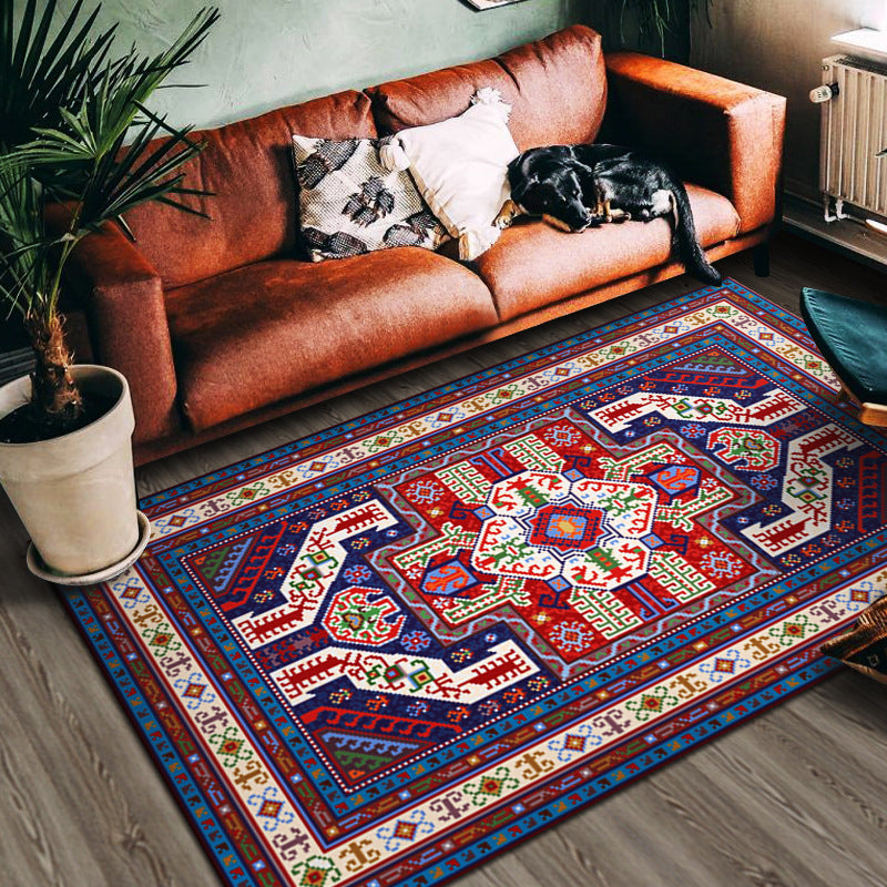 Multi Color Geometric Print Rug Cotton Blend Persian Area Carpet Non-Slip Backing Easy Care Indoor Rug for Living Room Brick Red Clearhalo 'Area Rug' 'Moroccan' 'Rugs' Rug' 2479759