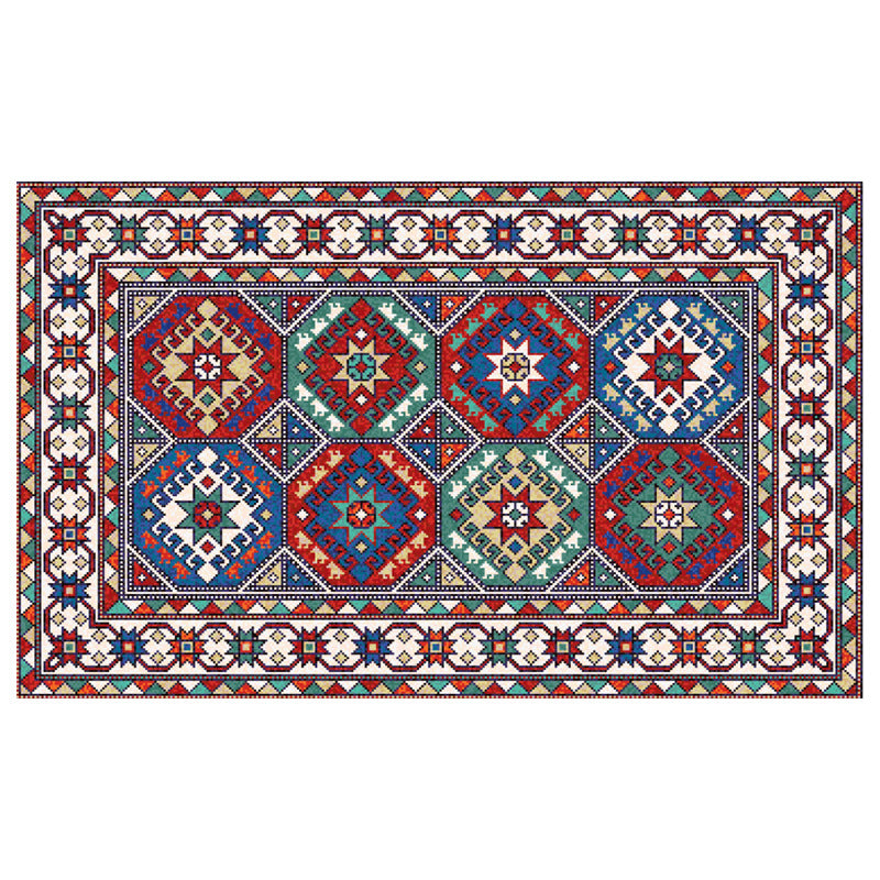 Multi Color Geometric Print Rug Cotton Blend Persian Area Carpet Non-Slip Backing Easy Care Indoor Rug for Living Room Clearhalo 'Area Rug' 'Moroccan' 'Rugs' Rug' 2479766