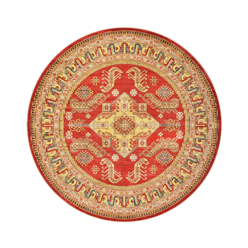 Trendy Flower Printed Rug Multi Color Cotton Blend Area Carpet Pet Friendly Stain-Resistant Indoor Rug for Decoration Orange Red Clearhalo 'Area Rug' 'Moroccan' 'Rugs' Rug' 2479774