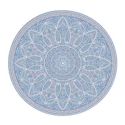 Trendy Flower Printed Rug Multi Color Cotton Blend Area Carpet Pet Friendly Stain-Resistant Indoor Rug for Decoration Blue Clearhalo 'Area Rug' 'Moroccan' 'Rugs' Rug' 2479776
